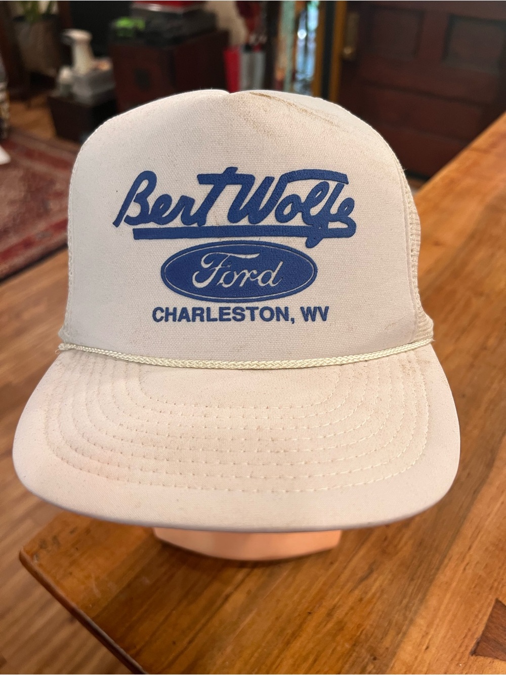 Charleston WV Trucker Cap - White with Blue Logo